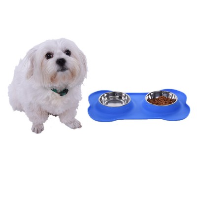 Pet Dog Puppy Cat Bowl No Spill Non-Skid Silicone Mat Feeder Pet Feeding Bowl